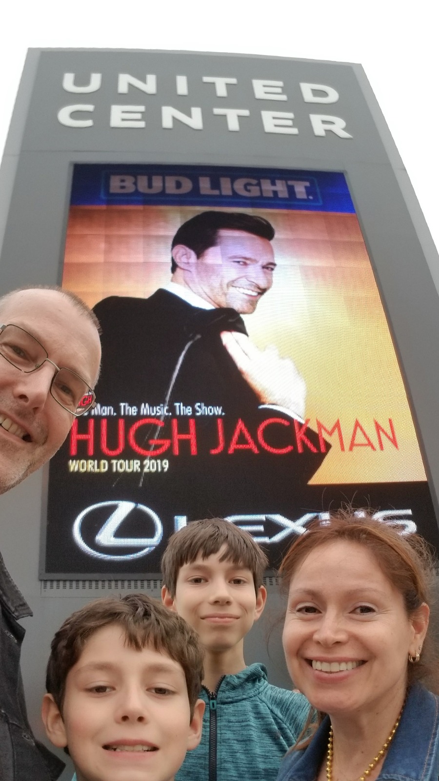 family photo outside of the theater